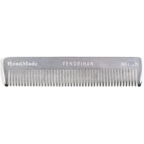 Miniatura 3 de Fendrihan Pequeño peine de aseo de bolsillo de peluquería de dientes finos de metal resistente de 4.6 pulgadas Gris plateado y gris.