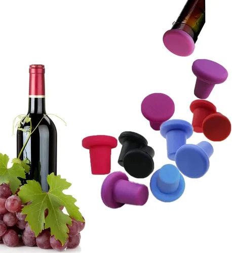 Miniatura 4 de Paquete de 4 tapones de vino selladores de vino a prueba de fugas, reutilizables, corchos de silicona, tapones para bebidas, tapas superiores