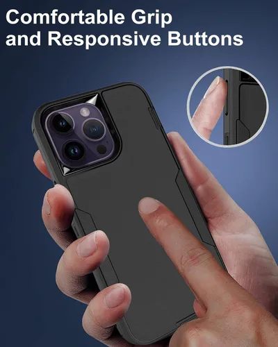 Miniatura 5 de Funda para iPhone 14 Pro Max, con protector de pantalla de vidrio templado, carcasa resistente a prueba de golpes con cubierta de puerto de carga