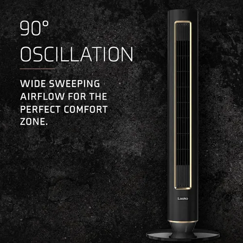 Miniatura 5 de Ventilador de torre Lasko Pinnacle de 40", para el hogar, flujo de aire de 32 pies/s, silencioso de 24dB, oscilación de 90°, ventilador de pie