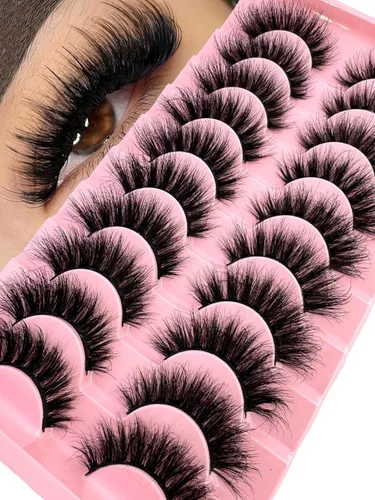 Miniatura 26 de 10 pares de pestañas postizas de visón 3D, hechas a mano, pestañas largas y finas, pestañas naturales para maquillaje de ojos (3-6)