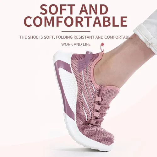 Miniatura 6 de MAIZUN Zapatos con punta de acero para mujer, ligeros, zapatos de trabajo de seguridad, indestructibles, antideslizantes, zapatos de punta compuesta