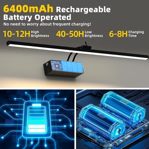 Miniatura 2 de Paquete de 4 luces para cuadros de pared, iluminación de arte de 23 pulgadas para pinturas inalámbricas, batería recargable de 6400mAh operada por