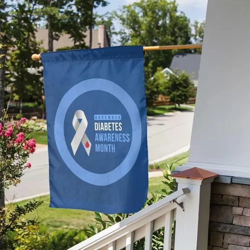 Miniatura 7 de Bandera de jardín con cinta azul del mes de la concienciación sobre la diabetes, cartel decorativo vertical de doble cara para patio, patio, hogar