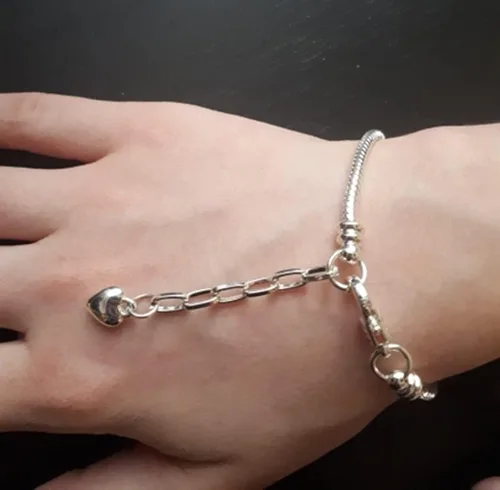 Miniatura 7 de Yeshan pulsera con cadena de serpiente y dijes, bañados en plata, con cierre de mosquetón clásico se adapta a todas las pulseras Chamilia, Troll