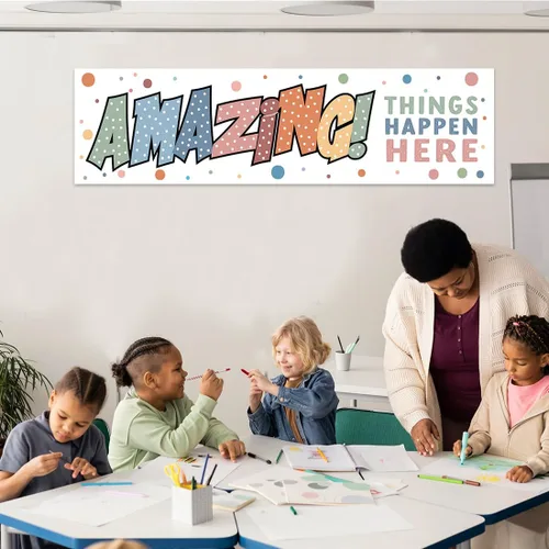 Miniatura 3 de Andaz Press Cartel de 13 x 48 pulgadas con texto en inglés "The Power Of Yet Growth Mindset" para profesores, tablón de anuncios, decoración de El