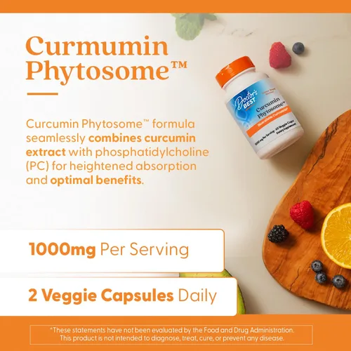 Miniatura 5 de Suplemento nutricional de curcumina fitosomada, marca Doctor 's Best, con cápsulas vegetarianas Meriva, DRB-00225, 1, 1