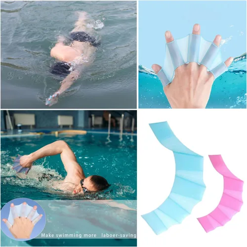 Miniatura 6 de 3 pares de palas de natación de mano, aletas de natación para entrenamiento de natación, paletas de mano de malla de silicona, guantes de natación