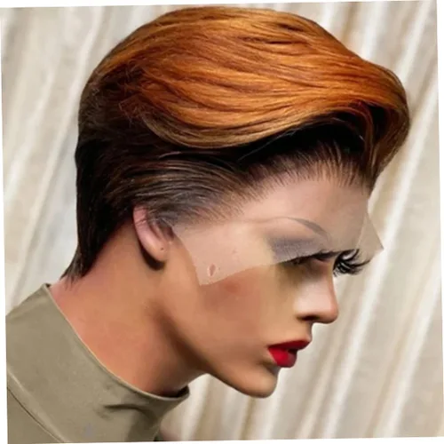 Miniatura 6 de Pelucas cortadas, peluca sintética corta de corte Bob de 6 pulgadas, lindas pelucas de cabello rizado sin encaje para mujeres negras, pelucas rubias