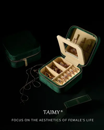Miniatura 6 de TAIMY Joyero de viaje de terciopelo de felpa, pequeño estuche de joyería de viaje, mini cajas organizadoras de viaje portátiles para anillos