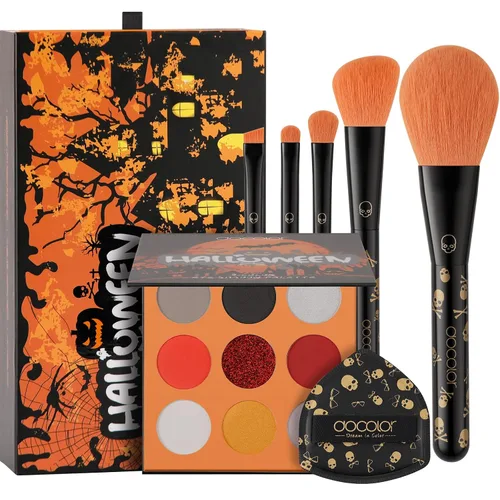 docolor Juego de brochas de maquillaje, 5 brochas de maquillaje góticas de Halloween, contorno de polvo, delineador de ojos, juego de pinceles para