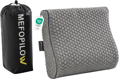 Miniatura 10 de Almohada de viaje de espuma viscoelástica con funda lavable y bolsa de transporte, almohada de cuello compacta, suave y transpirable para avión
