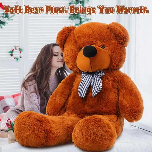Miniatura 6 de Soulchen Oso gigante de 47 pulgadas, suave, grande, de peluche, de gran tamaño, con lazo, regalo de cumpleaños, baby shower, recuerdos de fiesta