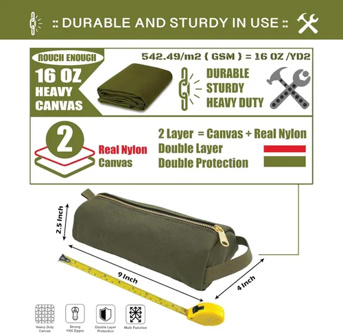 Miniatura 3 de Rough Enough - Bolsa de herramientas pequeña de lona para motocicleta, accesorios de bicicleta, organizador de almacenamiento con asa de cremallera