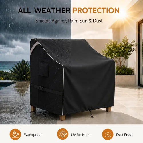 Miniatura 4 de COSFLY Fundas para sillas de patio al aire libre, impermeables, resistentes a los rayos UV, ajuste ajustable con correas de hebilla, se adapta a