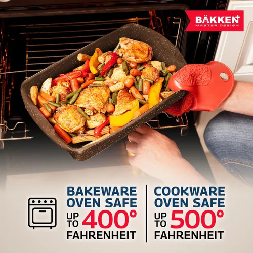 Miniatura 8 de Bakken Master - Juego de utensilios de cocina y utensilios para hornear de granito de 38 piezas, revestimiento de granito antiadherente, ollas