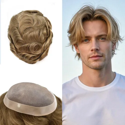 Miniatura 135 de Mens Toupee Hair Piece For Men Fine Mono Men Hair System Toupee For Men Hair Piece Real Human Hair System For Men Protesis Capilar Para Hombre 6x9