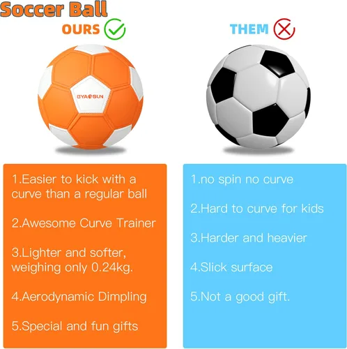 Miniatura 4 de Pelota de fútbol curva tamaño 4, pelotas suaves con curva para exterior e interior, pelota de fútbol tamaño 4 para niños y niñas Naranja y blanco