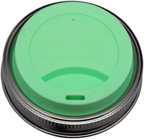 Miniatura 32 de Tapa de silicona para beber con banda de acero inoxidable para tarros Mason (Americana multicolor, boca regular)