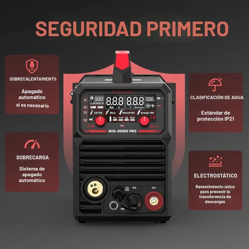 Miniatura 8 de YESWELDER Soldador MIG-205DS PRO MIG, 200Amp 110/220V Máquina de soldadura MIG de doble voltaje, 5 en 1 Gas MIG/Flux Core MIG/Spool Gun MIG/Spool