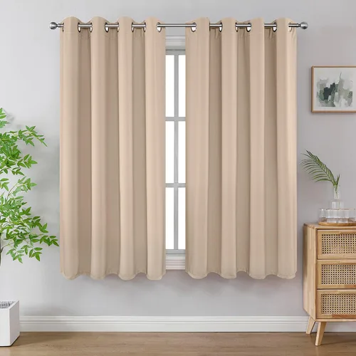 Miniatura 18 de Joydeco - Juego de 2 paneles de cortinas opacas de 63 pulgadas, 2 cortinas largas con aislamiento térmico burg, cortinas de oscurecimiento