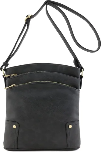 Miniatura 2 de Bolso cruzado grande con triple bolsillo con cremallera.