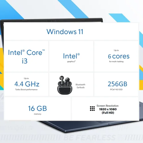 Miniatura 4 de ASUS Vivobook Laptop de 14 Pulgadas FHD para Uso Diario CPU Intel de 6 Núcleos de 13ª Generación 12 GB RAM, SSD de 512 GB Azul Tranquilo