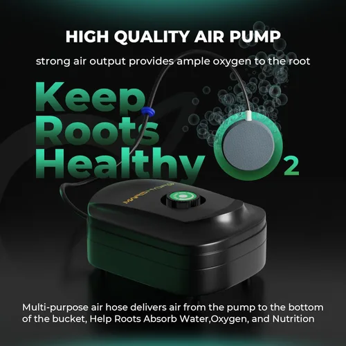 Miniatura 2 de Sistema de cultivo hidropónico Mars Hydro DWC de 5 galones de cultivo de agua profunda con bomba de aire de 8W, manguera de aire multiusos, piedra