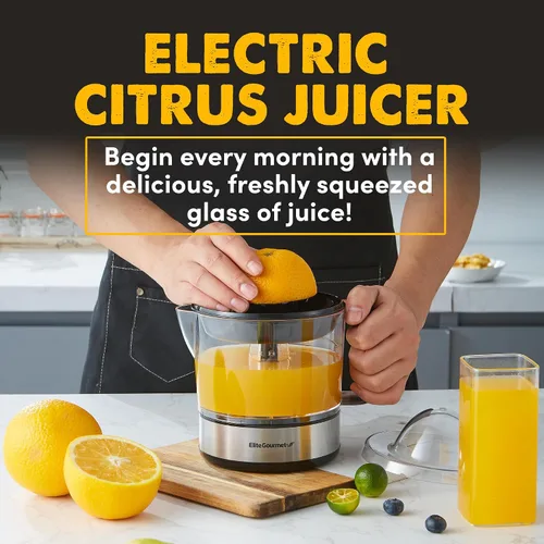 Miniatura 7 de Elite Gourmet Exprimidor lento compacto de masticación, extractor de jugo de prensa en frío, sin BPA, con exprimidor eléctrico de cítricos, control
