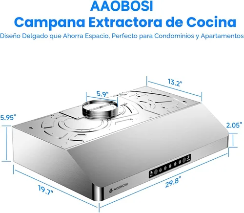Miniatura 7 de AAOBOSI Campana Extractora de 30 pulgadas Bajo Gabinete, 700-CFM Detección de Gestos/Control Táctil/Motor Mejorado Bajo Ruido, Campana Extractora