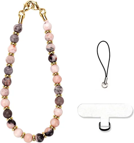 VICHUNHO Correa de muñeca para teléfono con cuentas de mármol, cordón para celular con pestaña de sujeción, pulsera de muñeca manos libres Jaspe de