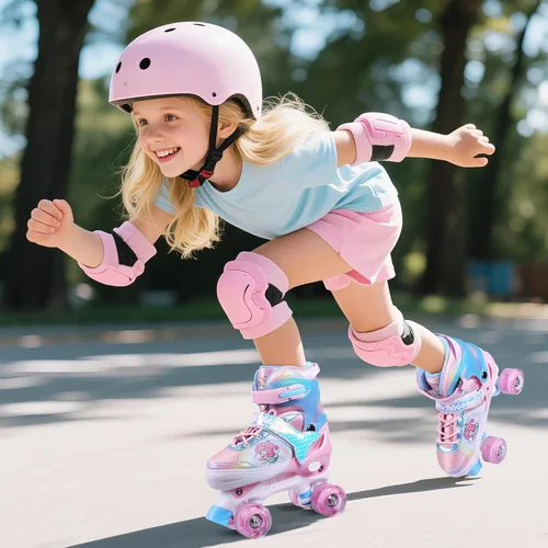Miniatura 6 de Patines de Ruedas, Patines de Ruedas Ajustables de 4 Tallas para Niños, Ruedas con Luces y Adorables Diseños de Dibujos Animados, Múltiples Capas