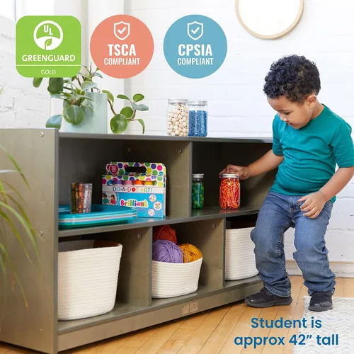 Miniatura 5 de ECR4Kids Gabinete de almacenamiento móvil de 5 compartimentos, para niños pequeños, mobiliario para aulas, Gris lavado
