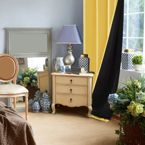 Miniatura 48 de Deconovo Cortinas opacas 100% con forro negro, cortinas con ojales aisladas térmicamente que reducen el ruido, doble capa para oscurecer