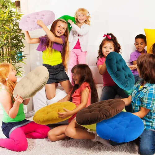 Miniatura 7 de Fumete 12 Piezas Cojines de Suelo Asientos 16 x 16 Pulgadas Color Redondo Asiento Lectura Cojines de Silla de Suelo para Niños Adultos Aula Casa