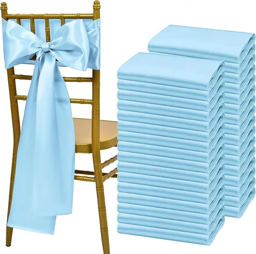 Miniatura 9 de Showgeous 60 cintas decorativas de satén negro para silla, lazos para decoración de banquetes, fiestas, baby shower, eventos (7 x 108 pulgadas)