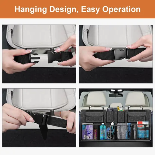 Miniatura 6 de Organizador de maletero de automóvil, organizador de asiento trasero de súper capacidad para SUV/camión/MPV (42"×18"), organizador de almacenamiento