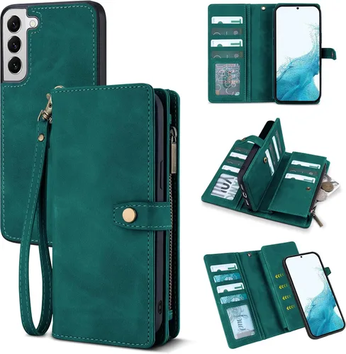 Miniatura 14 de TwoHead Funda tipo cartera para Samsung Galaxy S22 Ultra con tarjetero y funda magnética desmontable, funda de cuero con protección completa