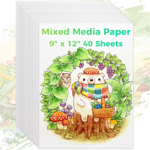 Miniatura 24 de 100 hojas de papel para acuarela, papel blanco de acuarela de 5"x7" a granel, papel de artista de 140 libras/300 g prensado en frío sin ácidos