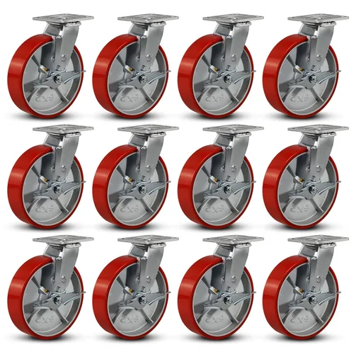 Miniatura 89 de Ruedas industriales de 4 x 2 pulgadas, ruedas resistentes, ruedas de poliuretano, capacidad de hasta 3200 libras. Uso para camión de plataforma