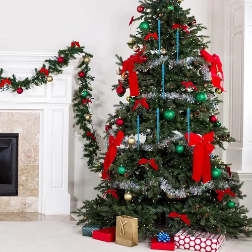 Miniatura 7 de AMS Adornos de carámbanos de plástico con purpurina brillante, 30 piezas de carámbanos torcidos, decoración para árbol de Navidad y colgar en Azul