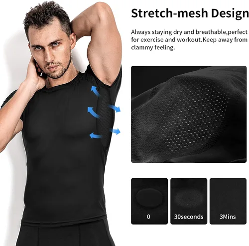 Miniatura 3 de Niksa Camisetas de compresión para hombre, paquete de 5, camisetas de compresión atlética de manga corta para entrenamiento fresco y seco