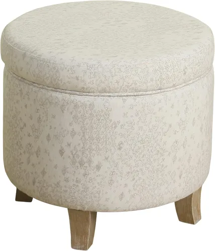 Miniatura 21 de Homepop Decoración del hogar Otomana redonda tapizada de almacenamiento Otomana con almacenamiento para sala de estar y dormitorio con patas Azul