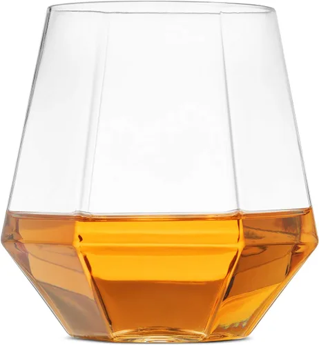 Miniatura 9 de Munfix Copas de vino de plástico sin tallo, paquete de 32 – en forma de diamante, irrompibles, desechables, de 12 onzas, de plástico transparente