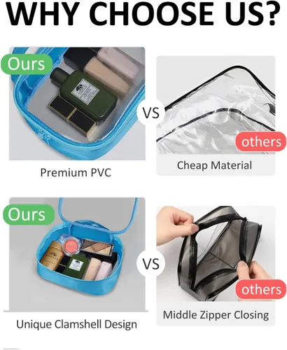 Miniatura 4 de Moyad Bolsa de aseo transparente aprobada por la TSA, tamaño de cuarto de galón, bolsa de líquidos 3-1-1 para viajes, organizador transparente