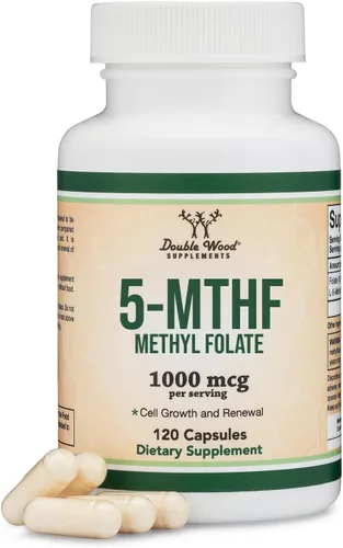 Metilfolato 1,000 mcg, 120 cápsulas (suplemento de folato de metilo probado por terceros) El folato metilado es una forma más activa de folato que