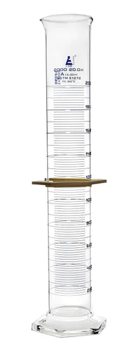Miniatura 10 de Cilindro graduado, 50 mL - ASTM, tolerancia clase A ± 0.0 fl oz - Collar protector, base hexagonal - Graduaciones azules - Vidrio de borosilicato