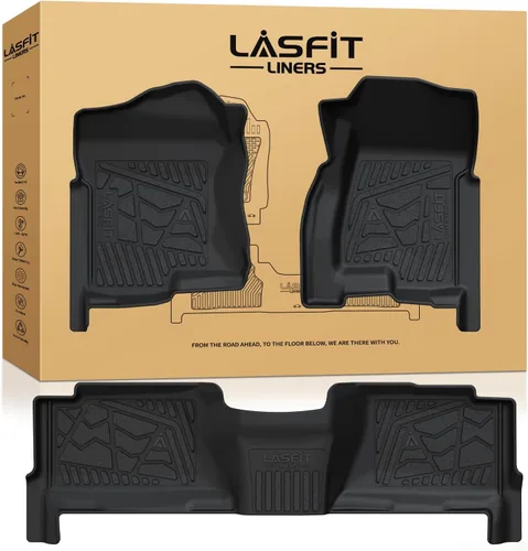 Miniatura 55 de LASFIT Juego completo de tapetes de elastómero termoplástico para todo tipo de clima de ajuste personalizado para automóviles, de 1ª y 2ª fila, 3