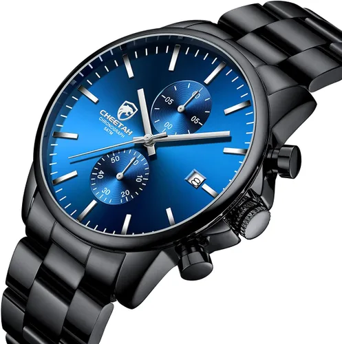 Miniatura 2 de GOLDEN HOUR Fashion Business - Relojes para hombre con cronógrafo, a prueba de agua, de acero inoxidable, reloj de cuarzo, con fecha automática
