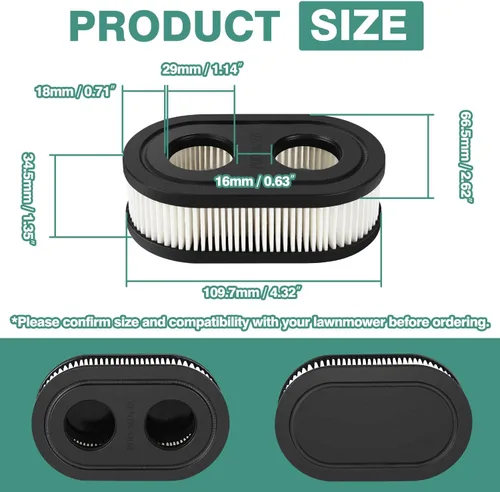 Miniatura 2 de 593260 Bujía de filtro de aire compatible con Troy-Bilt TB110 TB115 TB200 TB230 TB330 TB370 Filtro de aire para cortacésped 798452 334404、4247 5432K